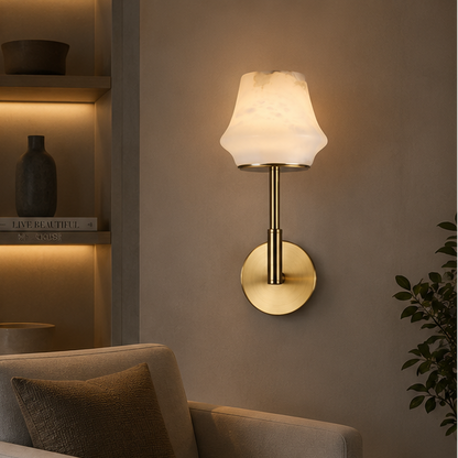 Royelux Rechargeable Alabaster Wall Sconce - Cordless LED Lamp for Bathroom & Hotel Design