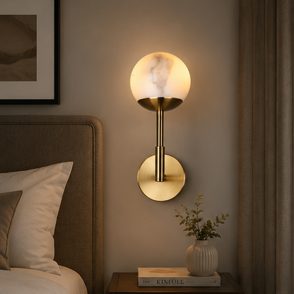 Royelux Rechargeable Alabaster Wall Sconce - Cordless LED Lamp for Bathroom & Hotel Design