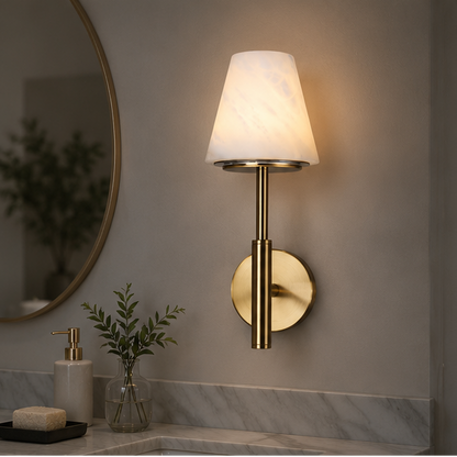 Royelux Rechargeable Alabaster Wall Sconce - Cordless LED Lamp for Bathroom & Hotel Design