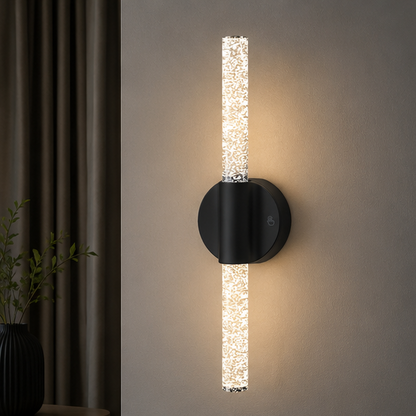 LuxRoyale Rechargeable Crystal Wall Sconce with Remote - Wireless Bubble LED Vanity Light