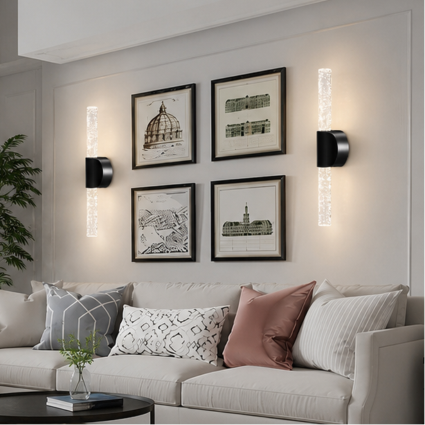 LuxRoyale Rechargeable Crystal Wall Sconce with Remote - Wireless Bubble LED Vanity Light
