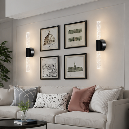 LuxRoyale Rechargeable Crystal Wall Sconce with Remote - Wireless Bubble LED Vanity Light