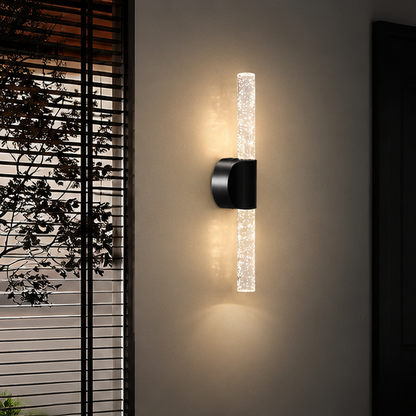 LuxRoyale Rechargeable Crystal Wall Sconce with Remote - Wireless Bubble LED Vanity Light