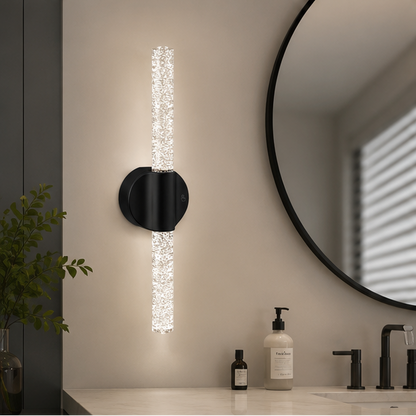 LuxRoyale Rechargeable Crystal Wall Sconce with Remote - Wireless Bubble LED Vanity Light