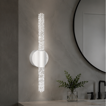 LuxRoyale Rechargeable Crystal Wall Sconce with Remote - Wireless Bubble LED Vanity Light