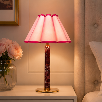 RoyaleGlow Cordless Alabaster Table Lamp - Dimmable LED & Cone Fabric Shade