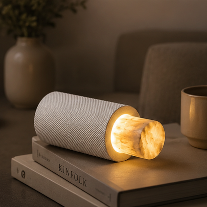RoyaleGlow Japandi Alabaster Orb Table Lamp for Bedroom & Living Room Decor
