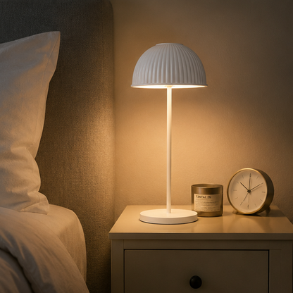RoyaleGlow Modern Dome LED Table Lamp - Cordless, Dimmable Touch Control for Reading & Decor