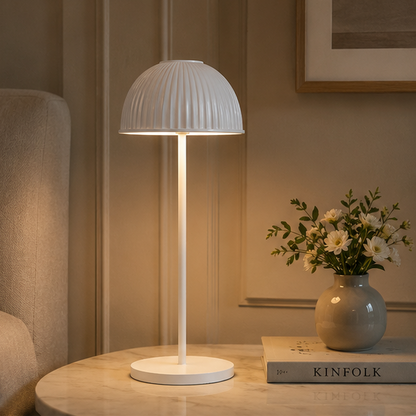 RoyaleGlow Modern Dome LED Table Lamp - Cordless, Dimmable Touch Control for Reading & Decor