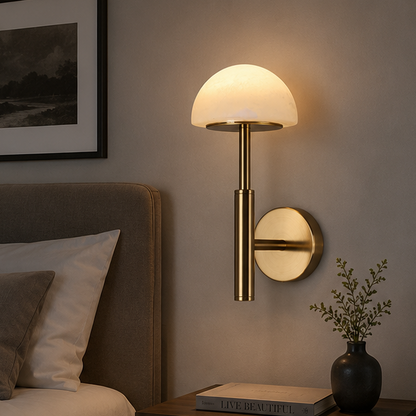 RoyaleGlow Wireless Alabaster Wall Sconce - Rechargeable LED Lamp with Remote Control