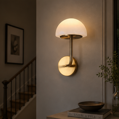 RoyaleGlow Wireless Alabaster Wall Sconce - Rechargeable LED Lamp with Remote Control