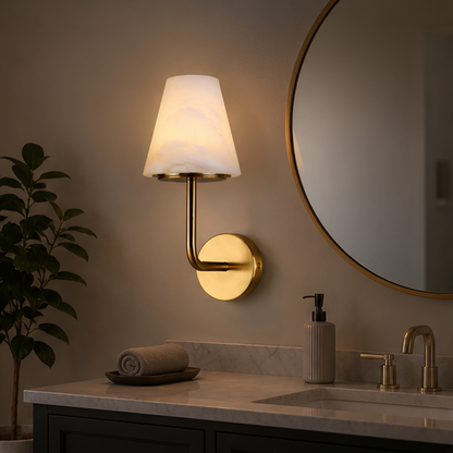RoyaleGlow Wireless Alabaster Wall Sconce - Rechargeable LED Lamp with Remote Control