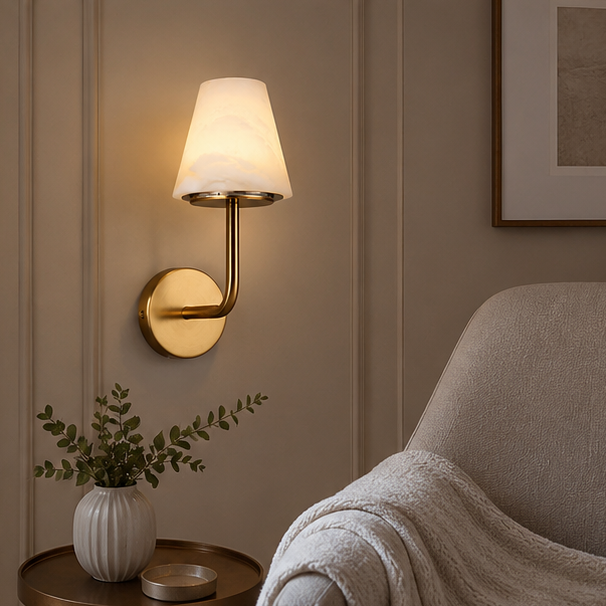 RoyaleGlow Wireless Alabaster Wall Sconce - Rechargeable LED Lamp with Remote Control