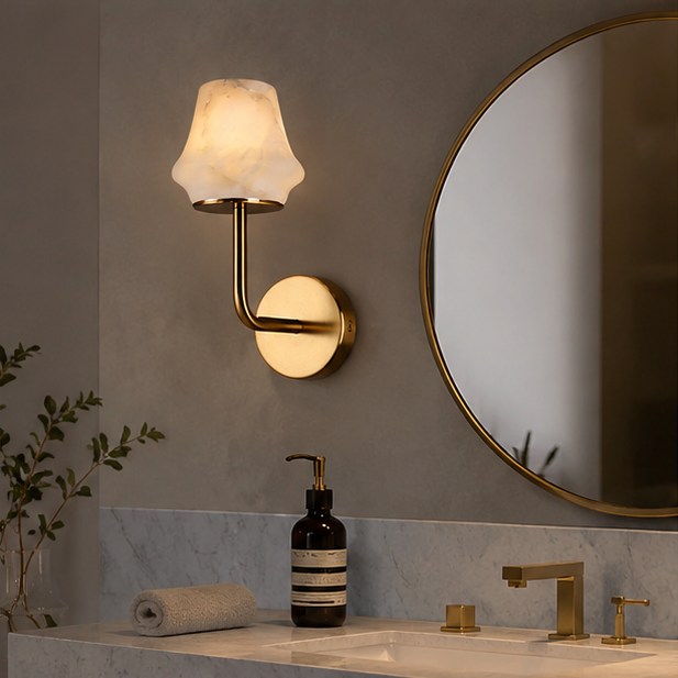 RoyaleGlow Wireless Alabaster Wall Sconce - Rechargeable LED Lamp with Remote Control