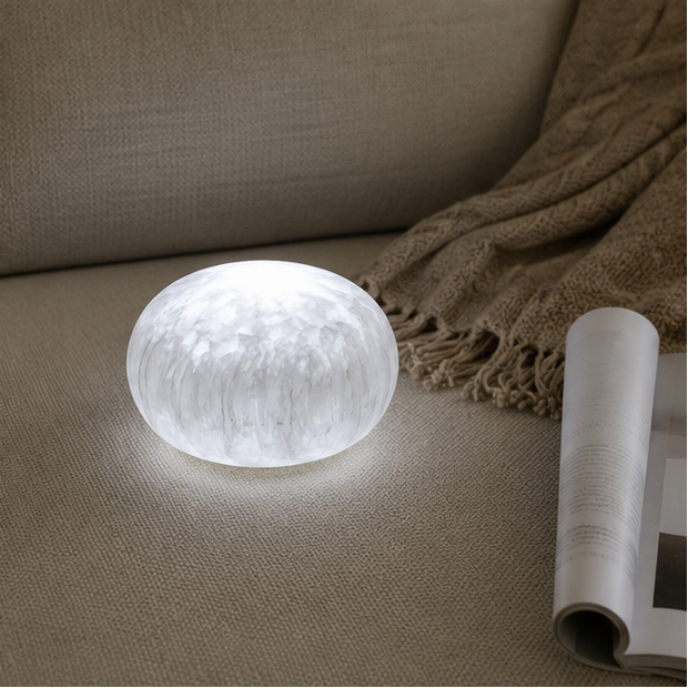 RoyaleGlow Rechargeable Selenite Crystal Lamp for Peaceful Home & Office Decor