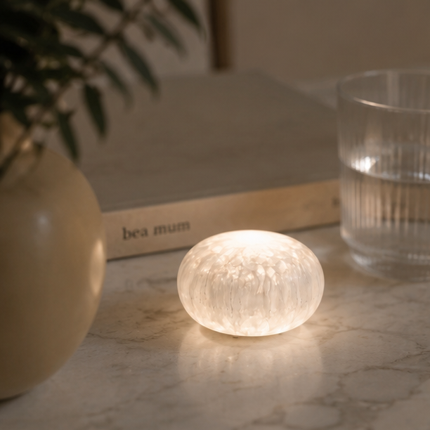 RoyaleGlow Rechargeable Selenite Crystal Lamp for Peaceful Home & Office Decor