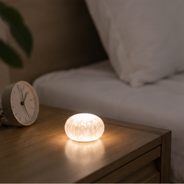 RoyaleGlow Rechargeable Selenite Crystal Lamp for Peaceful Home & Office Decor