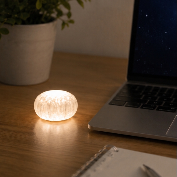 RoyaleGlow Rechargeable Selenite Crystal Lamp for Peaceful Home & Office Decor