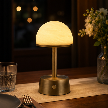 Royelux Rechargeable Alabaster Table Lamp - Cordless Touch Control LED Bedside Light
