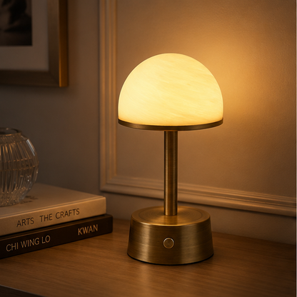 Royelux Rechargeable Alabaster Table Lamp - Cordless Touch Control LED Bedside Light