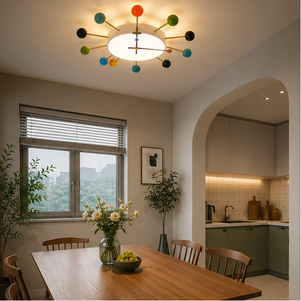 LuxRoyale Mid-Century Modern 26-Inch Colorful LED Flush Mount Ceiling Light