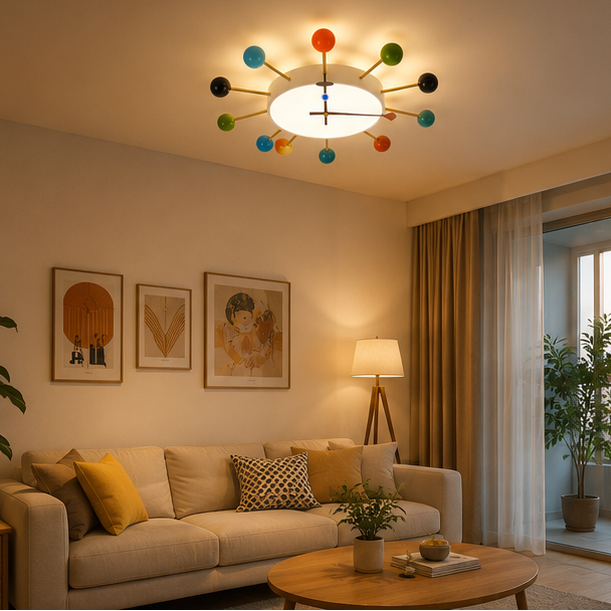 LuxRoyale Mid-Century Modern 26-Inch Colorful LED Flush Mount Ceiling Light
