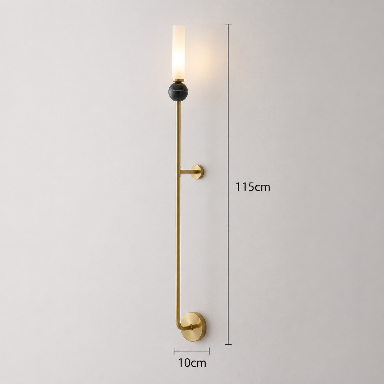 LuxRoyale Modern Brass & Marble Vertical Wall Sconce with Acrylic Diffuser