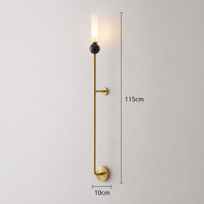 LuxRoyale Modern Brass & Marble Vertical Wall Sconce with Acrylic Diffuser