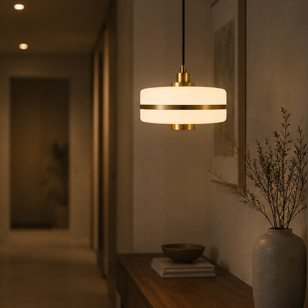 RoyaleGlow Modern Opal Glass & Brass Pendant Light - Elegant Ceiling Fixture