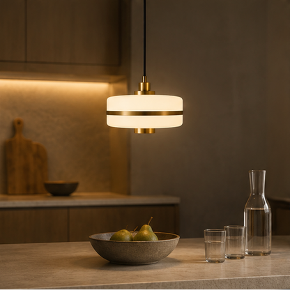 RoyaleGlow Modern Opal Glass & Brass Pendant Light - Elegant Ceiling Fixture