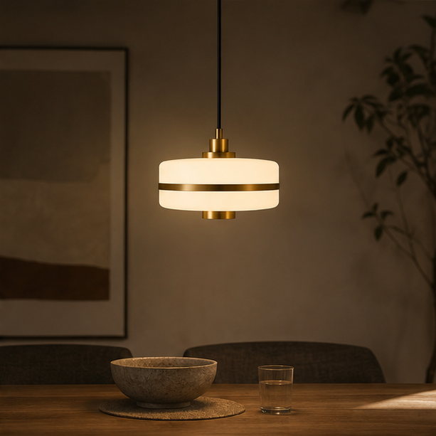 RoyaleGlow Modern Opal Glass & Brass Pendant Light - Elegant Ceiling Fixture