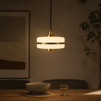 RoyaleGlow Modern Opal Glass & Brass Pendant Light - Elegant Ceiling Fixture
