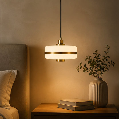 RoyaleGlow Modern Opal Glass & Brass Pendant Light - Elegant Ceiling Fixture