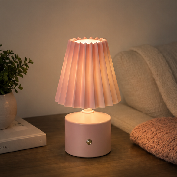 RoyaleGlow Rechargeable Pleated Table Lamp - Portable LED Accent Light