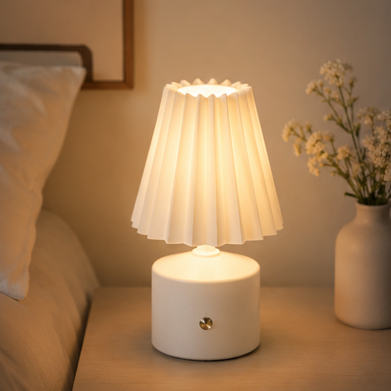 RoyaleGlow Rechargeable Pleated Table Lamp - Portable LED Accent Light