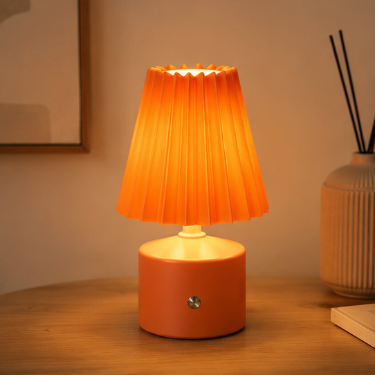RoyaleGlow Rechargeable Pleated Table Lamp - Portable LED Accent Light