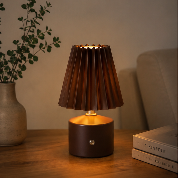 RoyaleGlow Rechargeable Pleated Table Lamp - Portable LED Accent Light