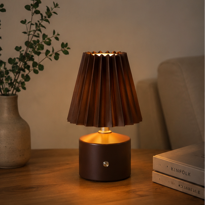 RoyaleGlow Rechargeable Pleated Table Lamp - Portable LED Accent Light