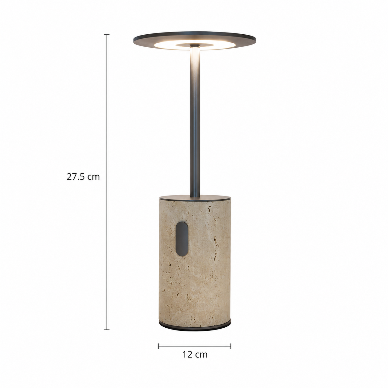 RoyaleGlow Rechargeable Travertine LED Table Lamp with Touch Dimming