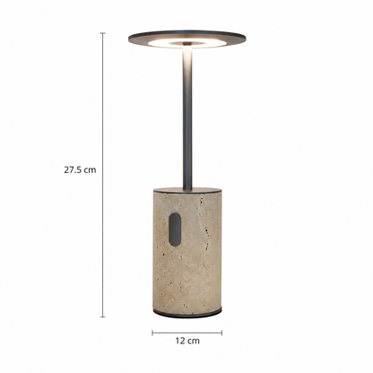 RoyaleGlow Rechargeable Travertine LED Table Lamp with Touch Dimming