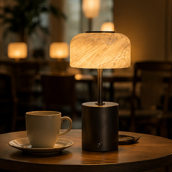 RoyaleGlow Rechargeable Marble Table Lamp - Cordless Dimmable LED for Home & Hotel