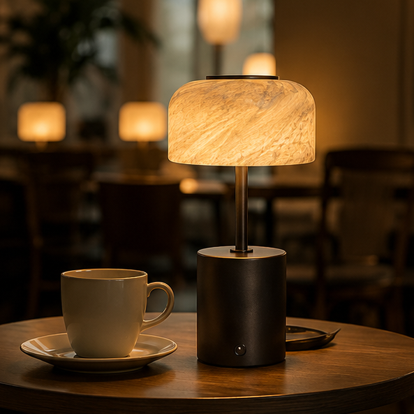 RoyaleGlow Rechargeable Marble Table Lamp - Cordless Dimmable LED for Home & Hotel
