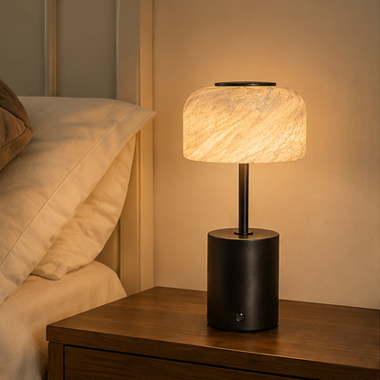 RoyaleGlow Rechargeable Marble Table Lamp - Cordless Dimmable LED for Home & Hotel
