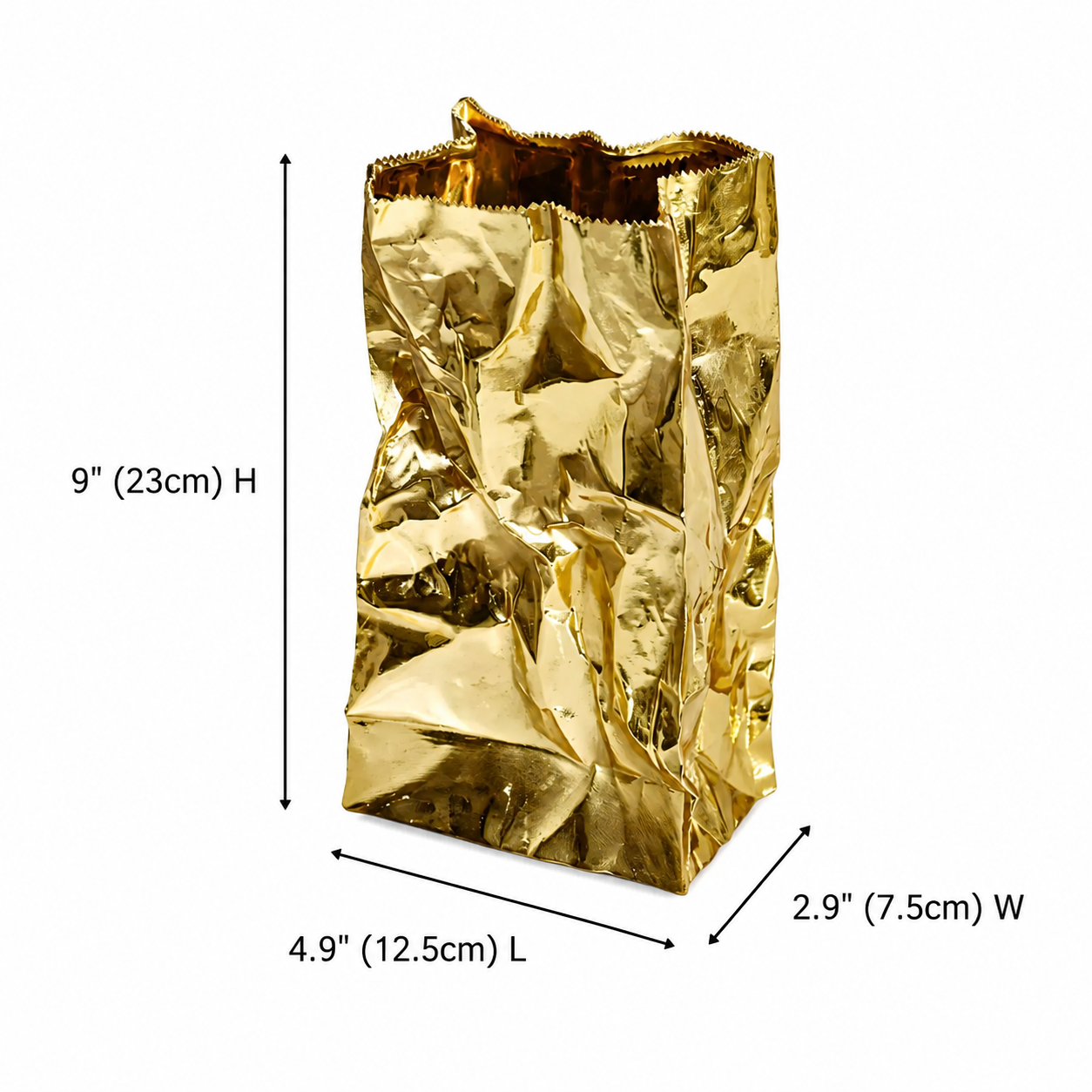 RoyaleGlow Crinkled Gold Metal Vase - Modern Luxury Home Decor Accent