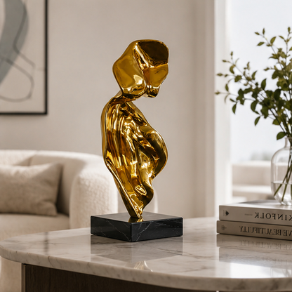 RoyaleGlow Modern Abstract Gold Sculpture - Electroplated Resin Art Decor