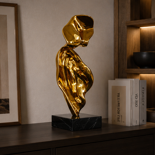 RoyaleGlow Modern Abstract Gold Sculpture - Electroplated Resin Art Decor