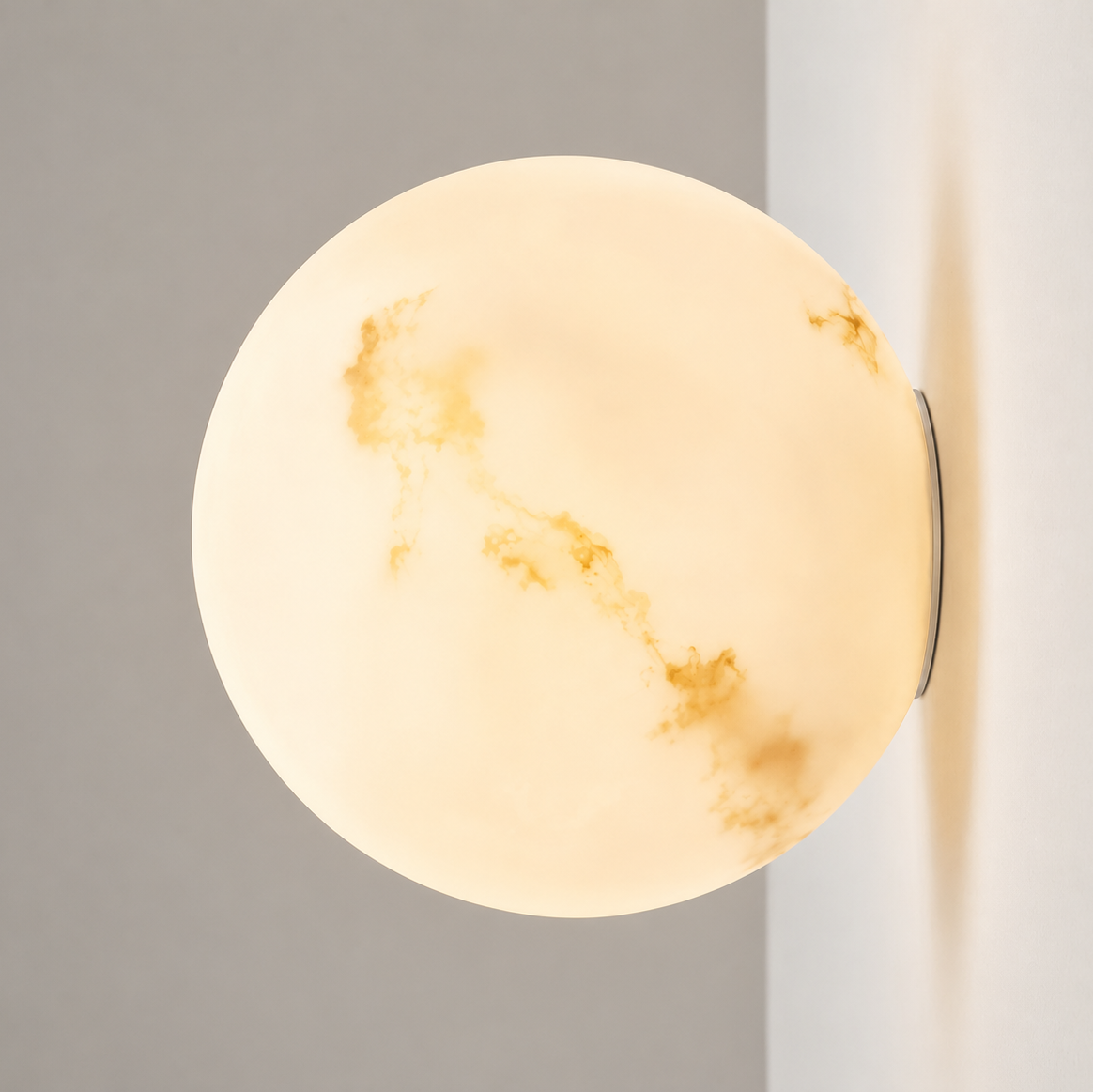 Royelux Round Alabaster Wall Sconce - Modern LED Light for Living Room, Bedroom Decor