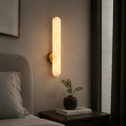 LuxRoyale Nordic Marble Copper LED Wall Sconce for Bedroom & Living Room