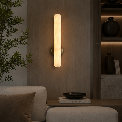 LuxRoyale Nordic Marble Copper LED Wall Sconce for Bedroom & Living Room