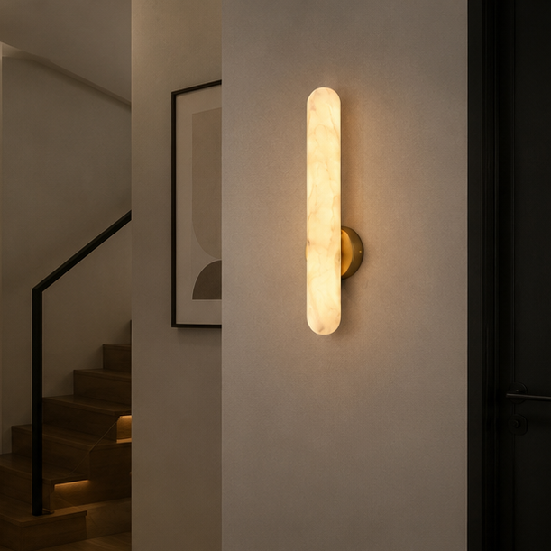 LuxRoyale Nordic Marble Copper LED Wall Sconce for Bedroom & Living Room
